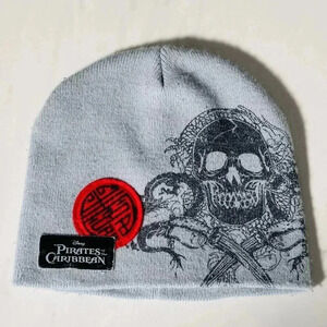 Pirates of the Caribbean Boys Beanie - Disneyland - Gray Skulls Deaf Man's Curse